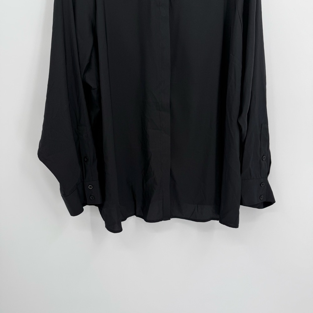 Torrid Womens NWT Lizzie Button Front Blouse Size 4X Black Collared Long Sleeves - Picture 4 of 12